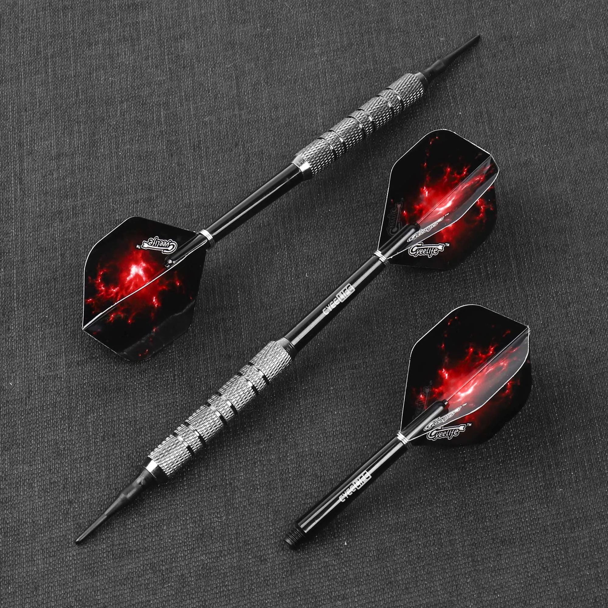 CyeeLife 7/10/12/16/20g Soft Tip Darts Zwart Met PVC-schachten + Metalen O-ringen + 6 Vluchten + 30 Plastic Punten, Bar Dart Set