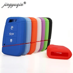 jingyuqin Silicone key fob case holder for VW Skoda Superb Magotan Passat B8 A7 Golf Smart Remote Protector Skin Cover