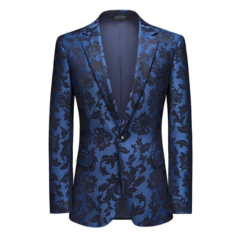 

2021 New Men's Fashion Suit Party Coat Casual Slim Fit Blazer Buttons Suit Floral printing Blazers Jacket Men Business coat