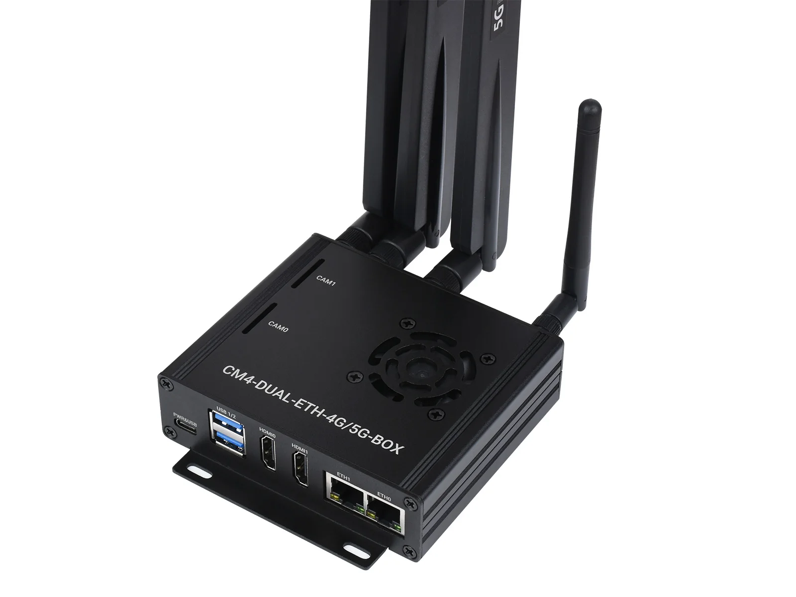 Mini-computer Dual Gigabit Ethernet 5G/4G basato sul modulo di calcolo Raspberry Pi 4 (non incluso), custodia in metallo, con ventola di