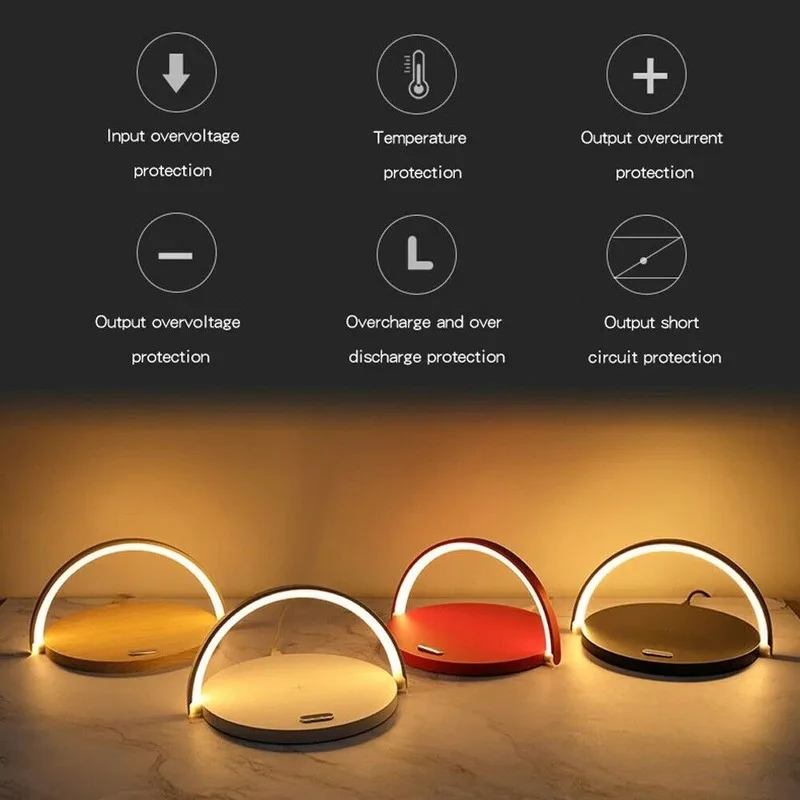 10 واط شاحن لاسلكي سريع LED لمبة مكتب سريع شاحن لاسلكي حامل هاتف قابل للتعديل شحن الجدول السرير ضوء الليل