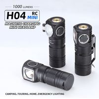 Skilhunt H04 H04R H04F RC Mini 1000 lumen USB magnetic rechargeable LED headlamp Customized UI falshlight include 18350 BAT