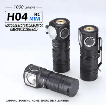 Skilhunt-USB 마그네틱 충전식 LED 헤드램프 H04 H04R H04F RC 미니, 1000 루멘, 맞춤형 UI falshlight, 18350 BAT 포함