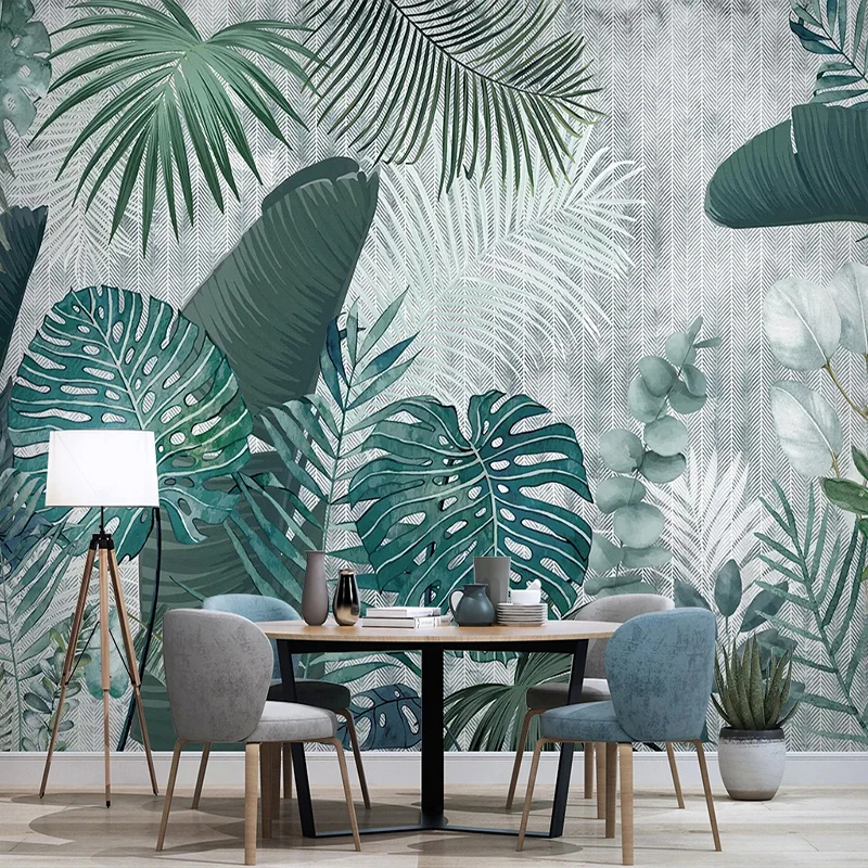 Custom Waterproof Wallpaper 3D Retro Leaf Plant Murals Living Room Bedroom Study Background Wall Home Decor Papel De Parede 3D