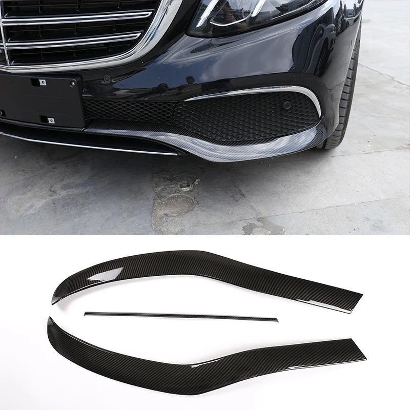 Front Bumper Plate 3 Pcs Carbon Fiber ABS Chrome For Mercedes Benz E Class W213 2016-2019 Car Accessories