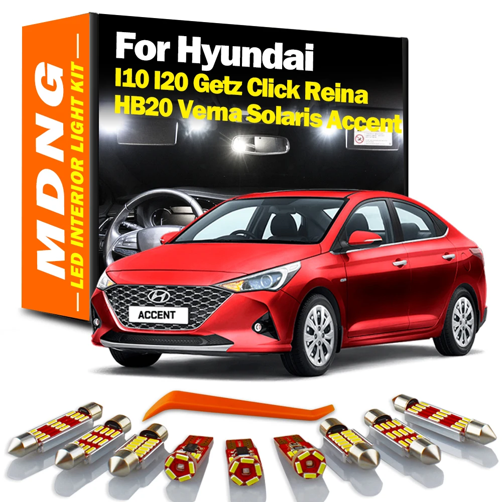 MDNG Canbus LED Interior mapa equipaje Kit de luz para Hyundai I10 I20 Getz Click Reina HB20 Verna Solaris Accent bombillas de lectura de coche
