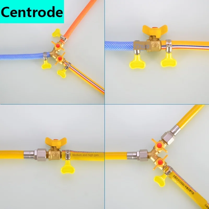 แก๊สสามวาล์วธรรมชาติแก๊สเจดีย์หัว Intubation หนึ่งจุดสองแก๊ส Connector แก๊สเหลวสาม-ทิศทางวาล์ว