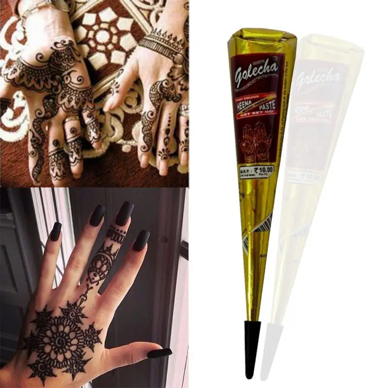 1 Pc Henna Tattoo Tint Paste Indian Waterproof Tattoo Mehndi Drawing Natural Body Paint Ink Cream Cone Shape