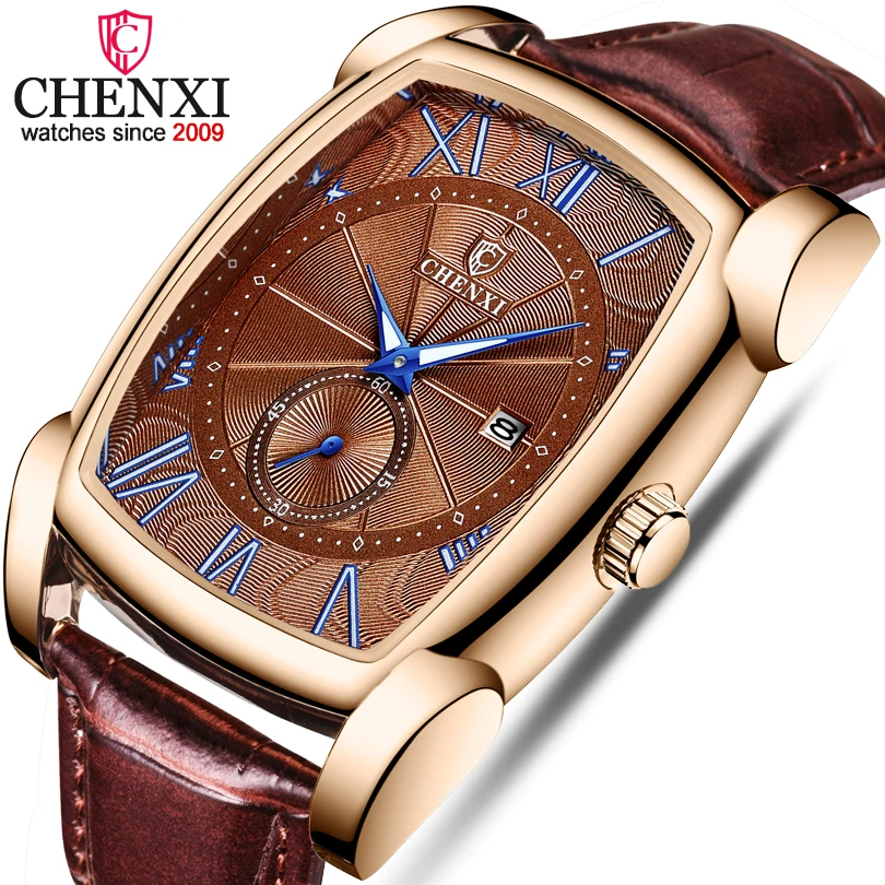 CHENXI Brand Quartz Men Watches Men\'s Military Clock Relogio Masculino Brown Leather Wristwatches 2023 New Style Erkek Kol Saati