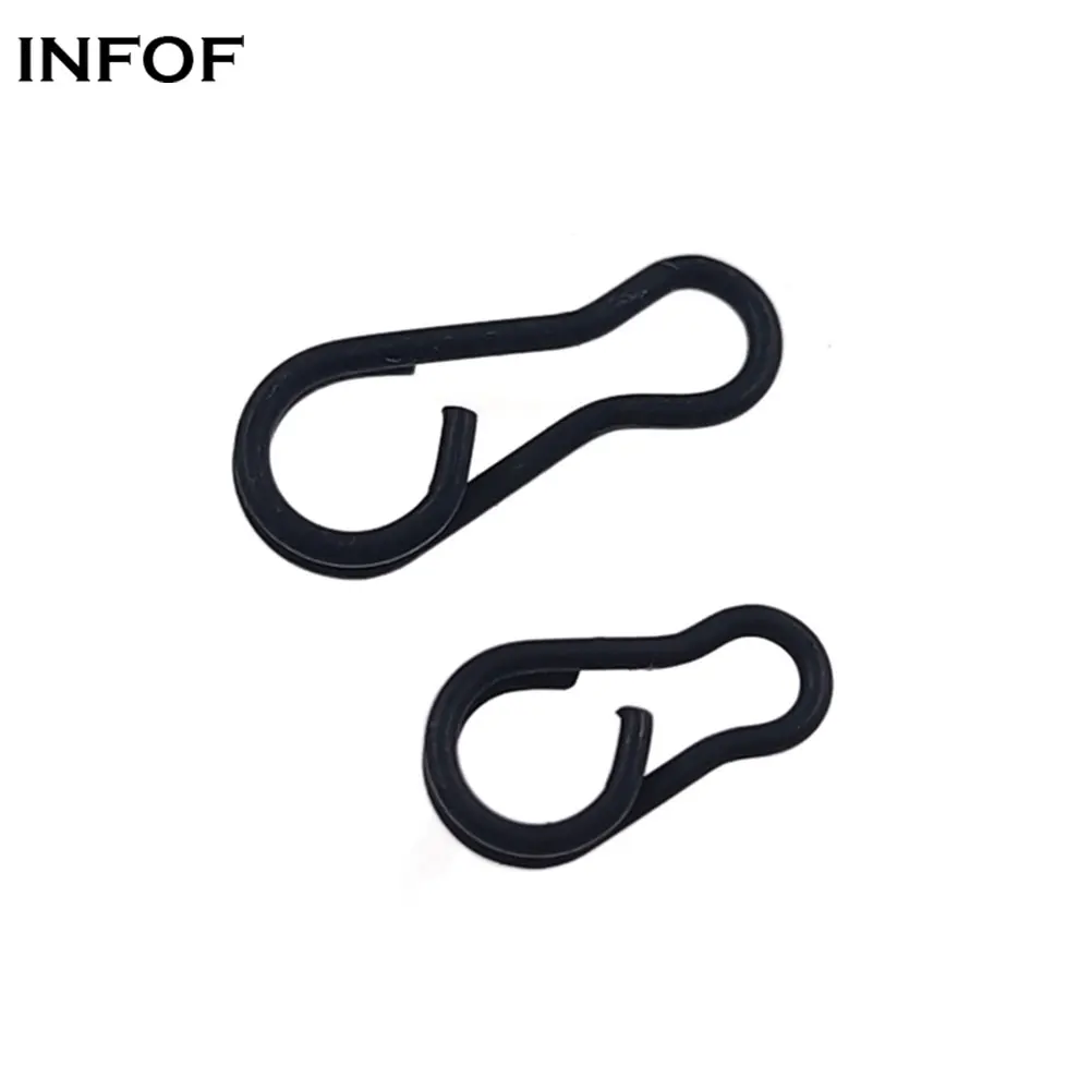 INFOF 50PCS Fast Snap Swivels Carp Fishing Accessories Multi Clips Matte Black Fishing Connector Lure Hook Swivel