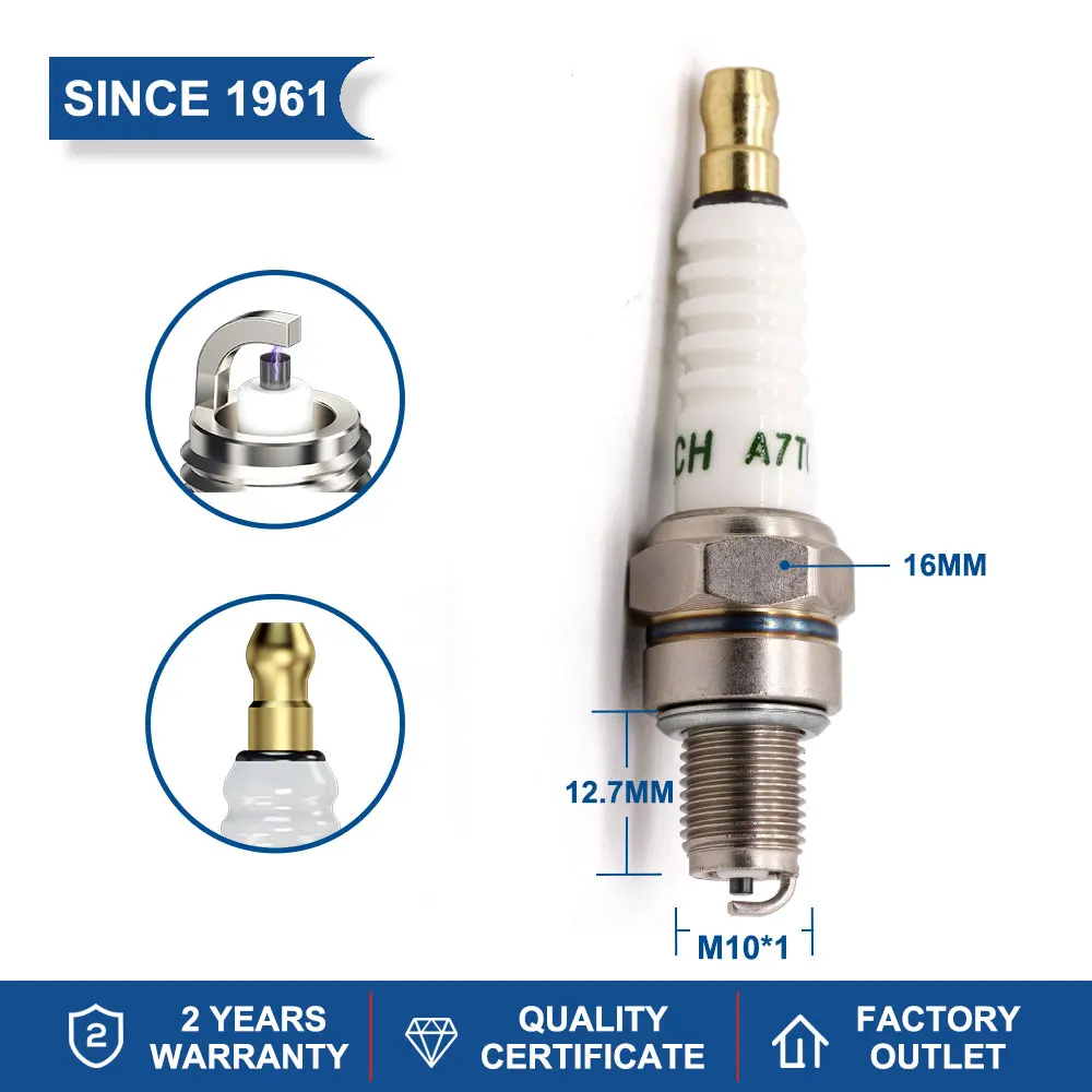 Original Torch A7TC Spark Plug Compatible Candle C7HSA Champion Z8YC PZ7HC Denso IUF22  4194 Brisk NAR14YC Enker T90