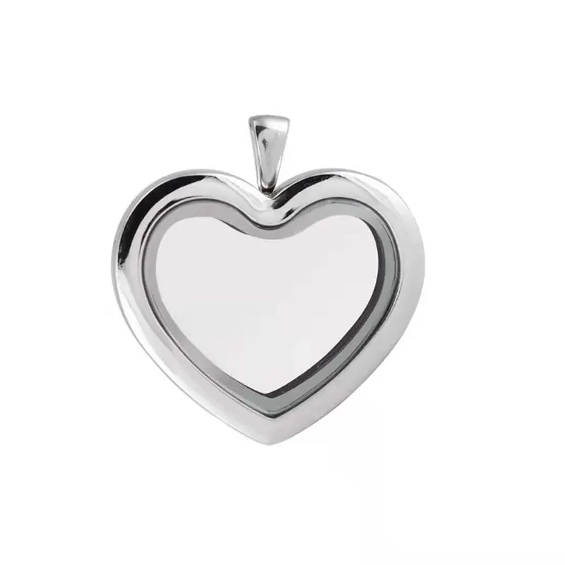 10pcs 316L Stainless steel magnet 30mm heart shape glass locket for floating charms keepsake xmas gift mother's gift