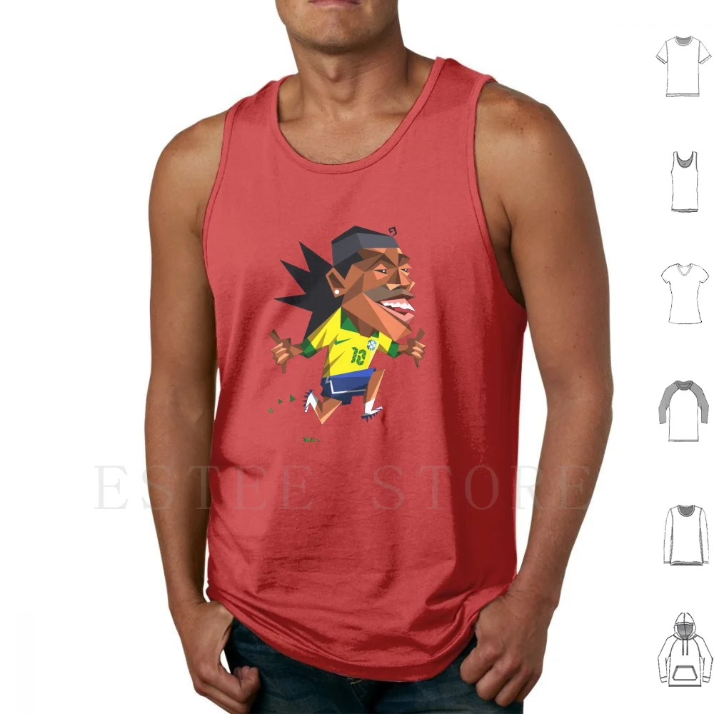 Ronaldinho Tank Tops Vest Sleeveless Soccer Football Ronaldinho Brazil Happy Smile Abstract Lowpoly Comic Sport Funny