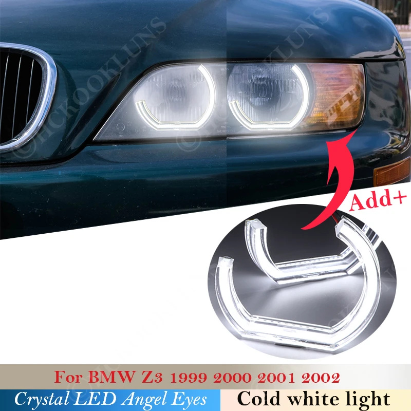 

DTM Style Crystal LED Angel Eyes Halo Rings Light kits For BMW Z3 1999 2000 2001 2002 headlight Car styling cold white light