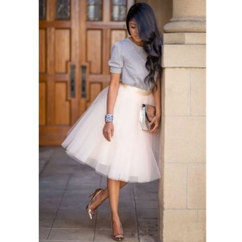 

Summer Skirts HOT Summer Womens Casual Elastic High Waist Tutu Tulle Skirts Elegant Ladies Tulle Skirts