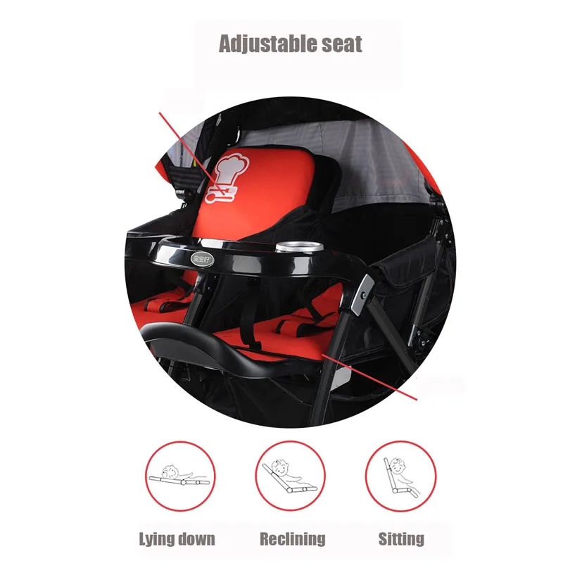 Cochecito doble plegable para bebés gemelos, carrito para recién nacidos, de 0 a 3 años, para las cuatro estaciones