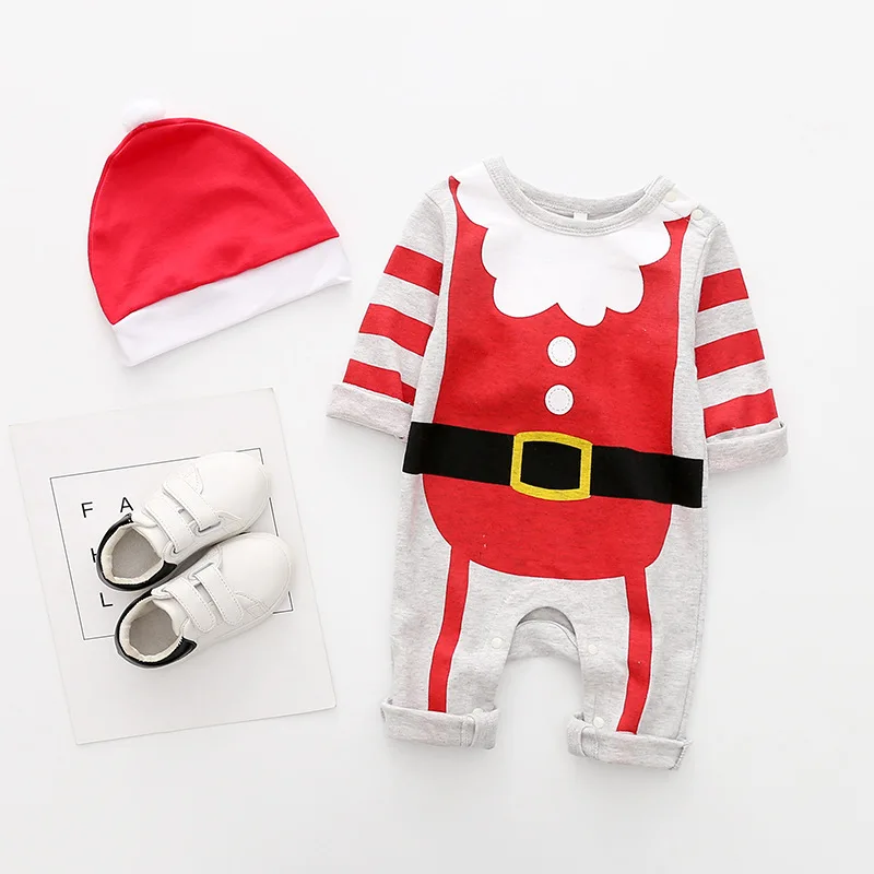 Christmas Cotton baby rompers Long sleeve Newborn Infant Baby Boys Girls Climbing clothes Cartoon Printed Jumpsuit Kid Clothing