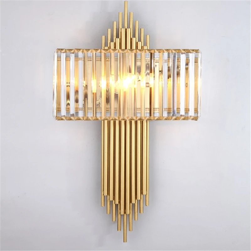 Lampe murale LED en Cristal doré, lustre De luxe moderne pour chambre à coucher, éclairage d'intérieur pour la maison