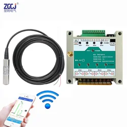 0-10m Din type wifi water level controller with liquid level sensor relay output phone app remote control liquid level meter