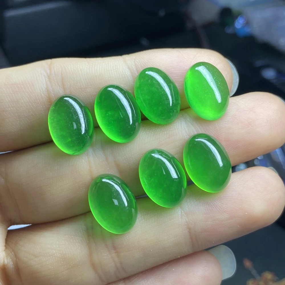 Meisidian-Natural Verde Jadeite Gemstone, Forma Oval, Flatback Cabochão Pedra, 20x15mm