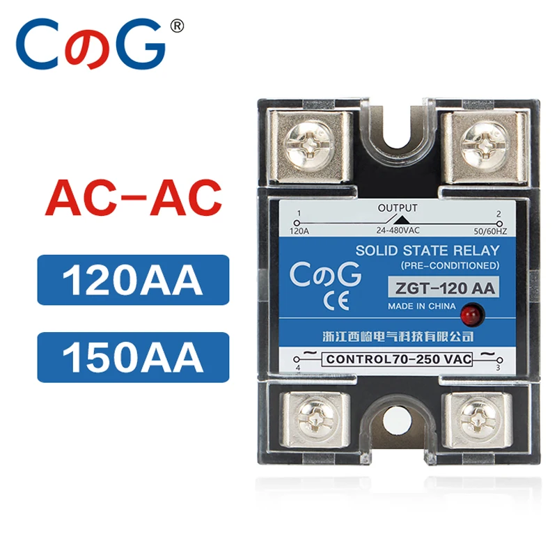 CG SSR-120AA 150AA Relay Single Phase AC To AC 70-280VAC To 24-480V 120A 150A AA Heat Sink Solid State Relay