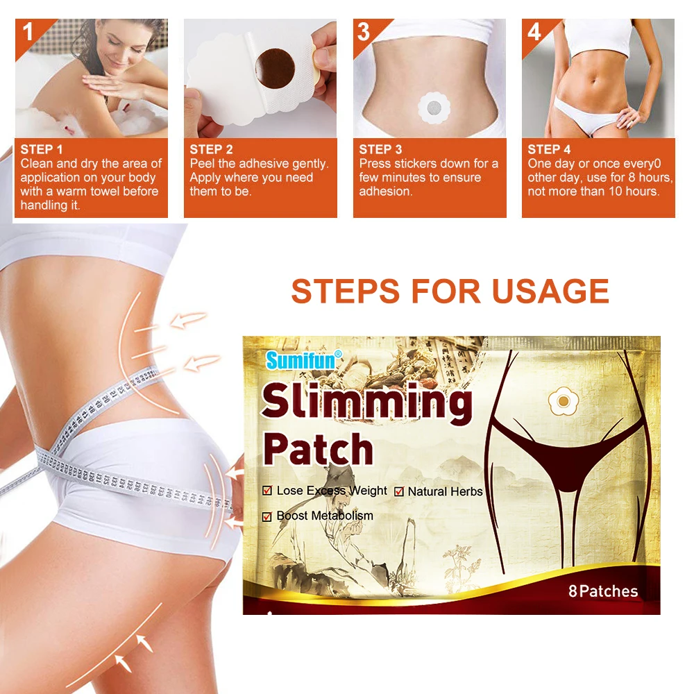 8pcs Sumifun Slimming Navel Sticker Weight Lose Products Slim Patch Burning Fat Patches Hot Body Shaping Slimming Stickers New