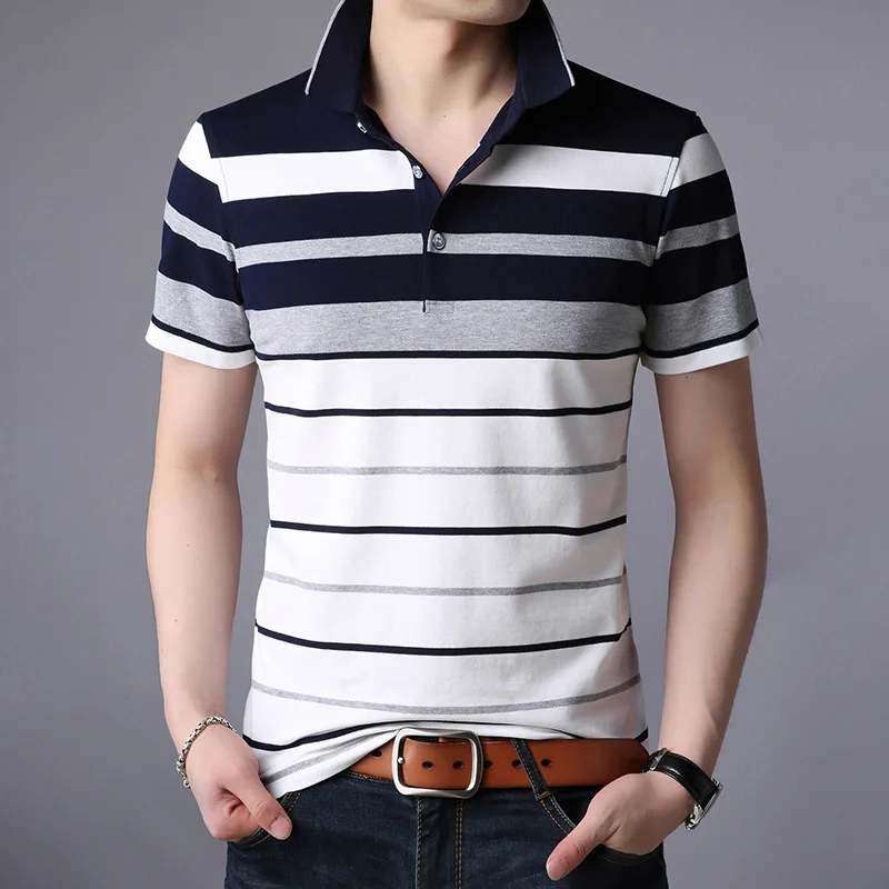 Men\'S Classic Striped Polo Shirt Cotton Short Sleeve 2023 Summer Plus Oversize M-XXXXL