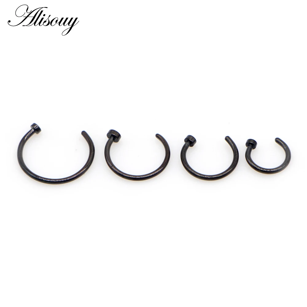 Alisouy 1pc New Stainless Steel Punk Clip on Fake Piercing Body Nose Lip Rings Unisex Nose Ring Women Septum Piercing Jewelry