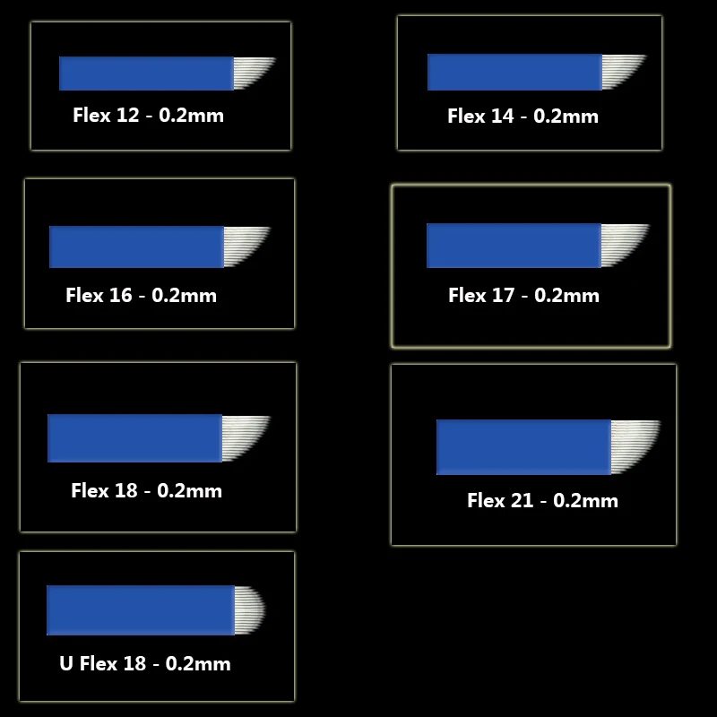 100 Buah 0.2Mm Tebori Microblading 7 9 11 12 14 16 18 21 U Bentuk Jarum Tato untuk Permanente Makeup Alis Pisau Pena Manual