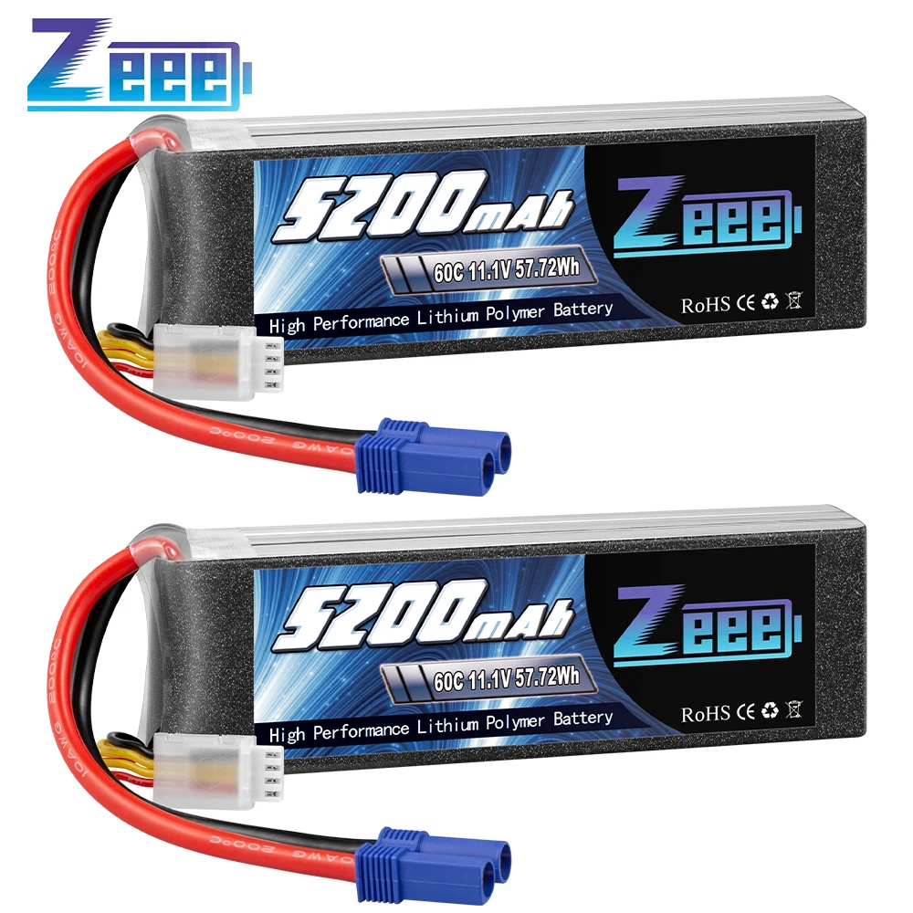 

2units Zeee 3S LiPo Battery 11.1V 60C 5200mAh with EC5 Plug Soft Case for RC Plane Airplane Quadcopter Car Boat RC Truck Tank