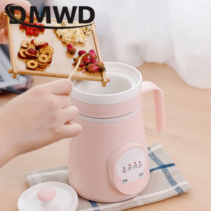 Ceramics Mini Electric Water Kettle Thermal Heating Cup Boiler Soup Health Pot Stew Porridge Noodle Slow Cooker Milk Heater 0.6L