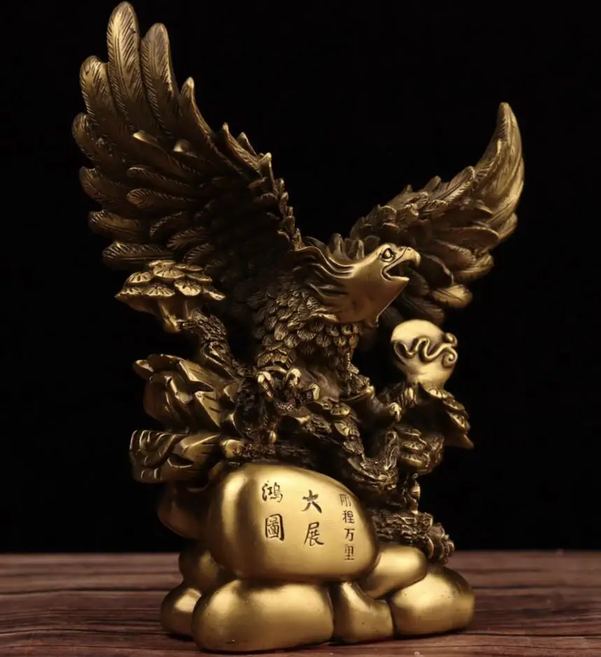 China brass seiko male eagle Spread wings crafts statue