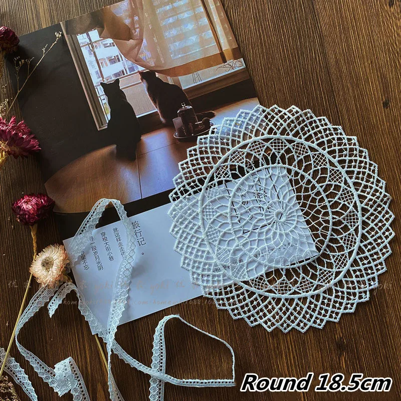 

Classical Embroidery Hollow Round Small Table Mat Coaster Bar Counter Wine Glass Fruit Plate Coffee Cup Pad Christmas Decoration