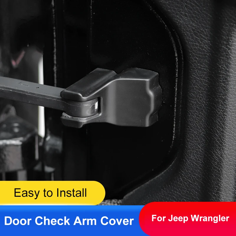 QHCP Door Lock Cover Car Door Limiter Sticker Check Arm Protection Black Fit For Jeep Wrangler JL 2018-2022 Interior Accessories