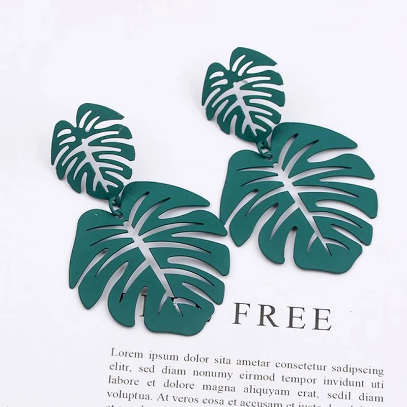 New 6 clours Metal leaves Earring Geometric Metal Swing Earrings for Women drop  Earings Style Fashion Female Jewelry