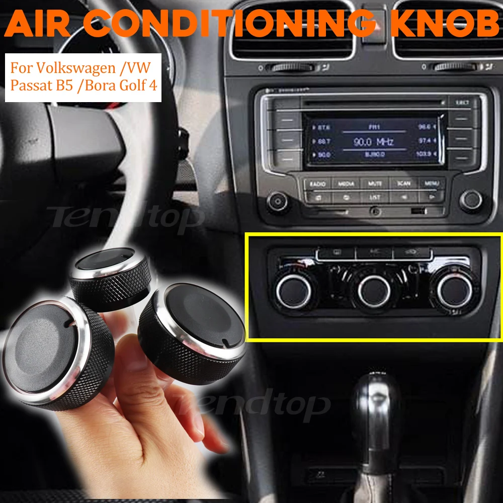 For Volkswagen /VW Passat B5 /Bora Golf 4 For Skoda Superb Octavia MK1 2002-2008 Aluminum Alloy Air Conditioning Knob AC Knob