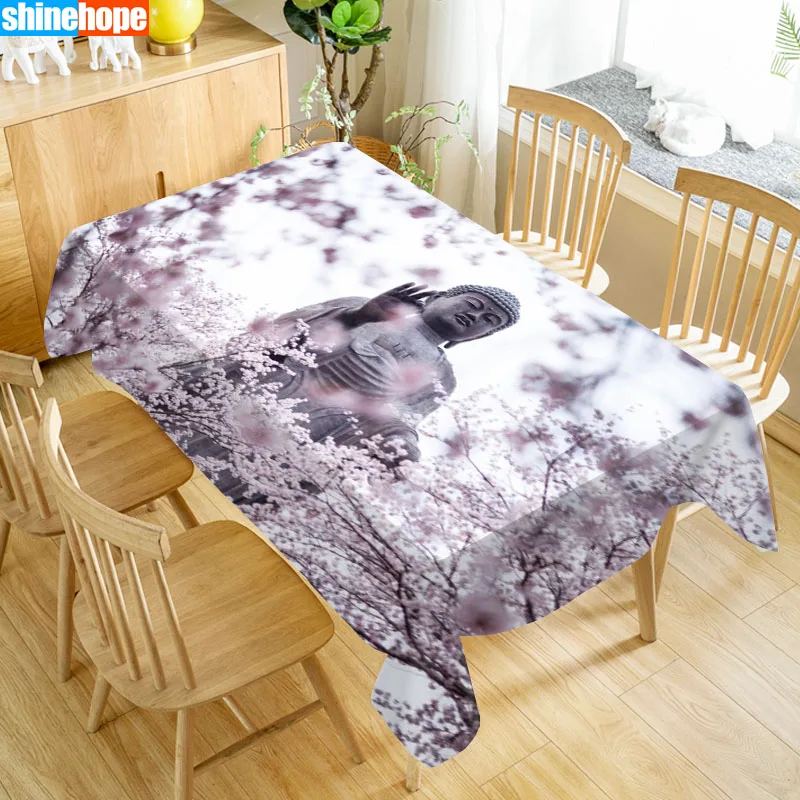 Buddha Tablecloth Oxford Fabric Table Cloth Wedding Decoration Rectangular Table Cover For Party Home Decor TV Covers