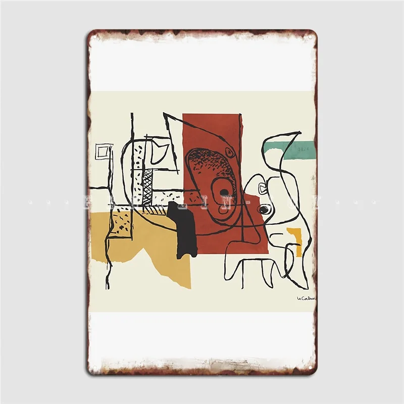 Le Corbusier Painting Two Heads Metal Sign Club Club Bar Classic Mural Painting Tin Sign Posters