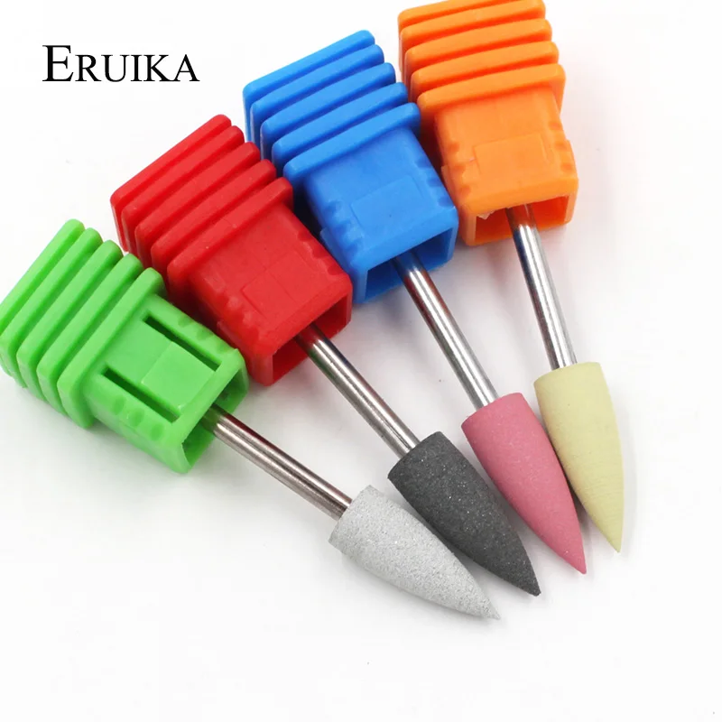 

ERUIKA 4PC/set 6*16mm Bullet Head Nail Drills Rubber Silicon Bit Nail Buffer Mills For Manicure Pedicure Clean Polish Tools