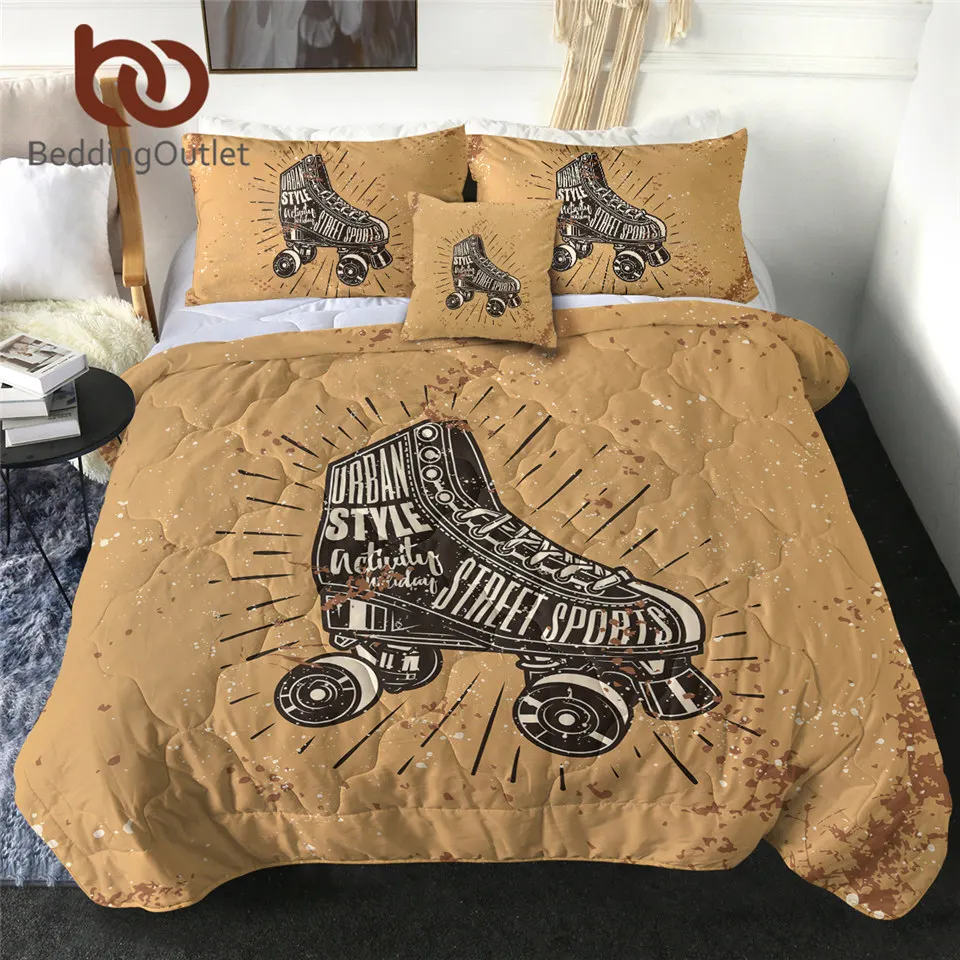 

BeddingOutlet Roller Skates Summer Quilt Vintage Air-conditioning Comforter King Childhood Memories Bed Cover Cozy Bedspreads