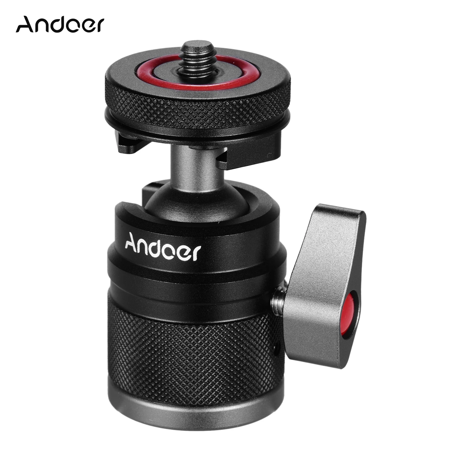 Andoer 2 in 1 Ball Head Dual Use with 1/4 Screw Mount 360° Aluminum Alloy for Camera Phone Holder Speedlite Tripod Selfie Stick