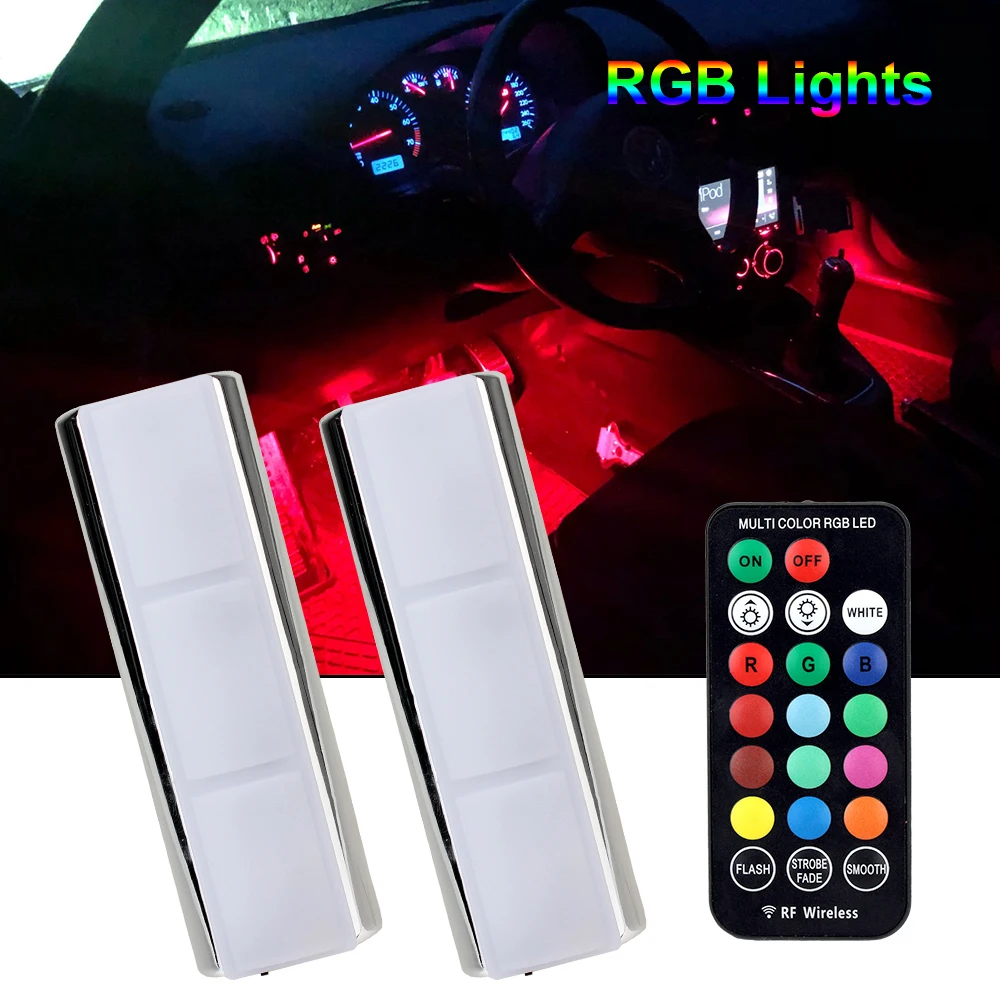 13 Colors LED RGB Lights Car Interior Ambient Lamps Wireless Foot Floor Door Decorative Bulb Rechargeable Automotive Accessories