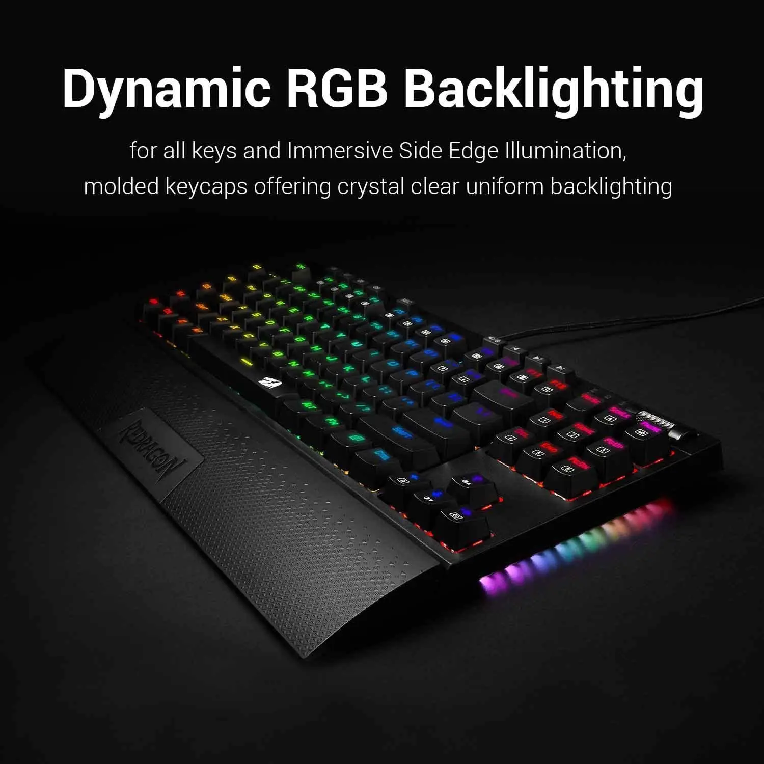 Redragon-Teclado mecánico Broadsword K588 RGB con cable USB, interruptor azul de 102 teclas, PC, Notebook, Gamer