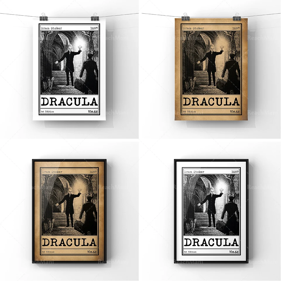 Dracula Book Cover Art Illustration Poster | Classic Antique Gothic Novel Book Advert Print | Unframed Literary Wall Art | Book