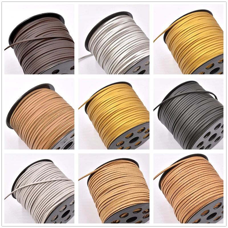 5meter/lot 3mm Flat Faux Suede Braided Cord Korean Velvet Leather Handmade Beading Bracelet Cord for Jewelry Making String Rope