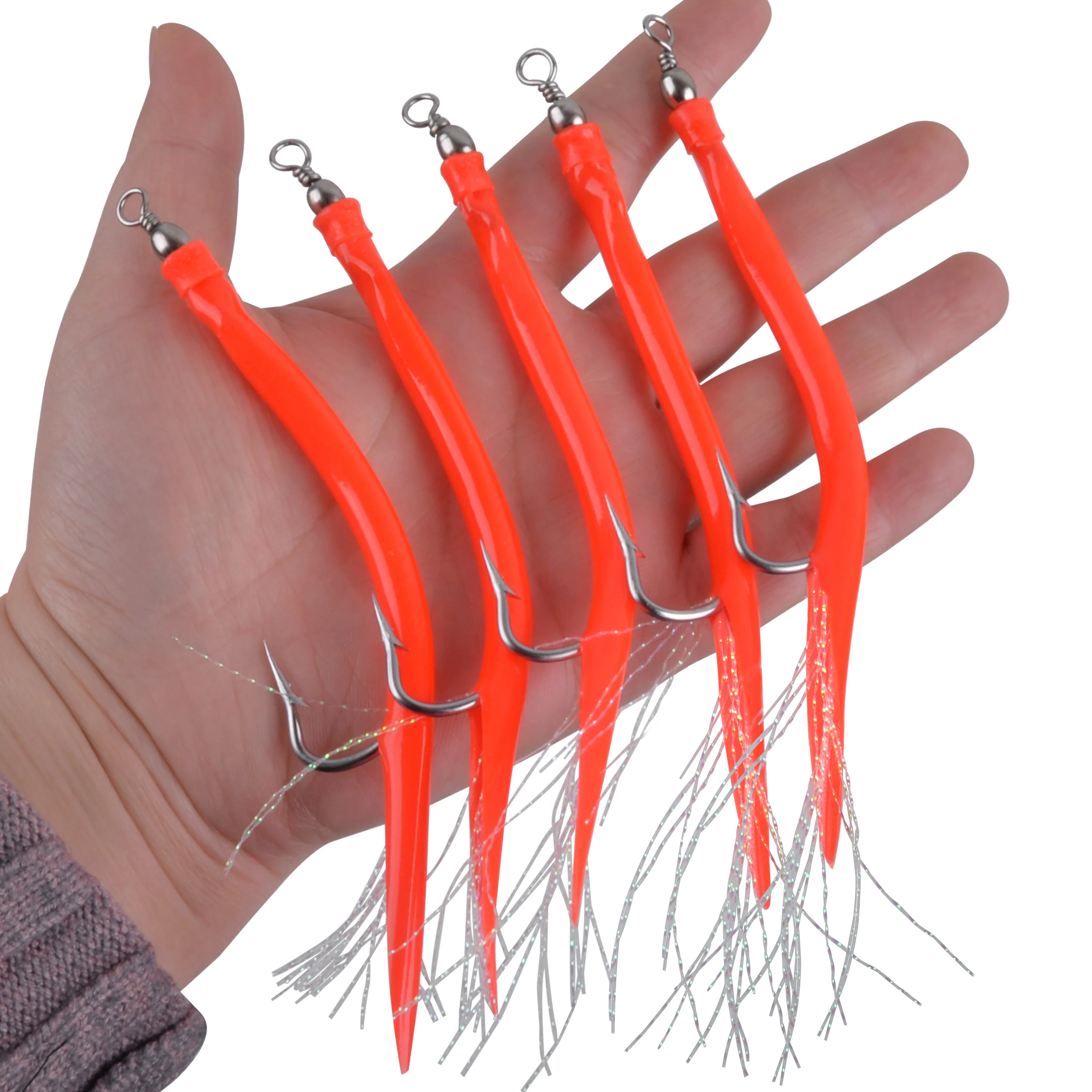 20pcs Barbed Octopus Hook Fishing Hooks With Rolling Swivel And Thread Feather 2021 Fishing Tackle Accept Dropshipping