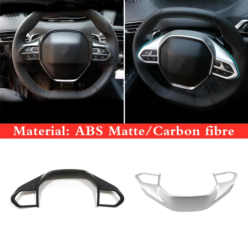 

For Ppegeot 3008 3008GT 4008 5008 ABS Carbon Fiber Car Steering Wheel Switch Button Decoration Cover Trim Car Accessories 2017