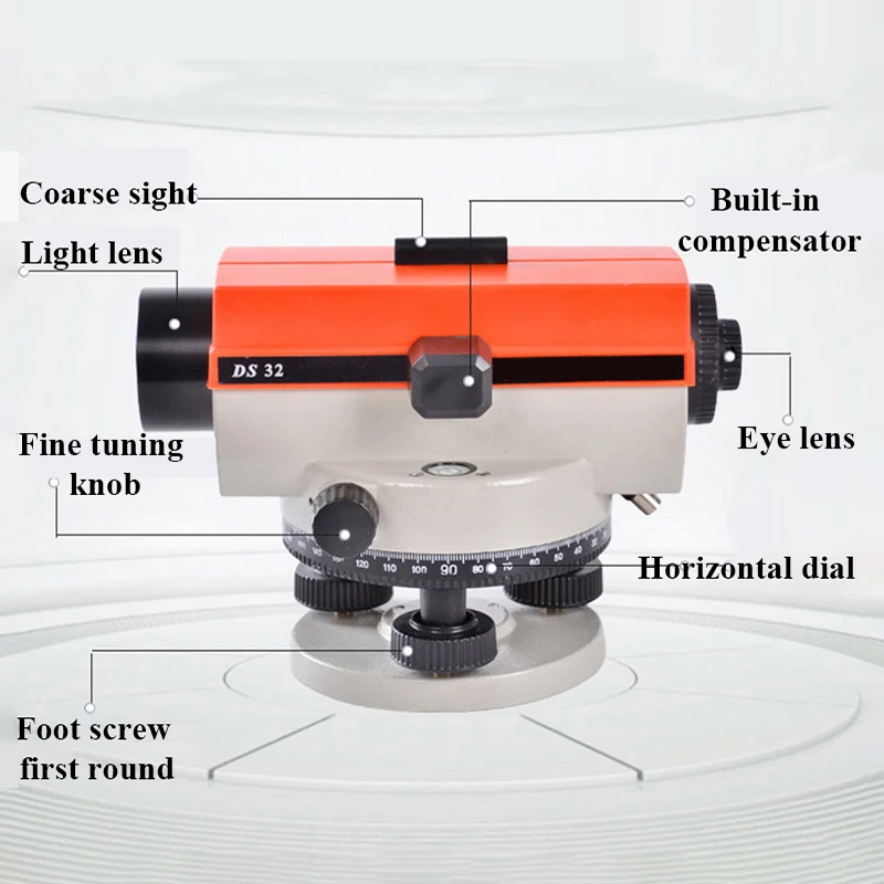 DS32 Optical Auto Level Instrument Surveying And Mapping Construction Tools Automatic Level Gauge Parallel Tester Laser Level