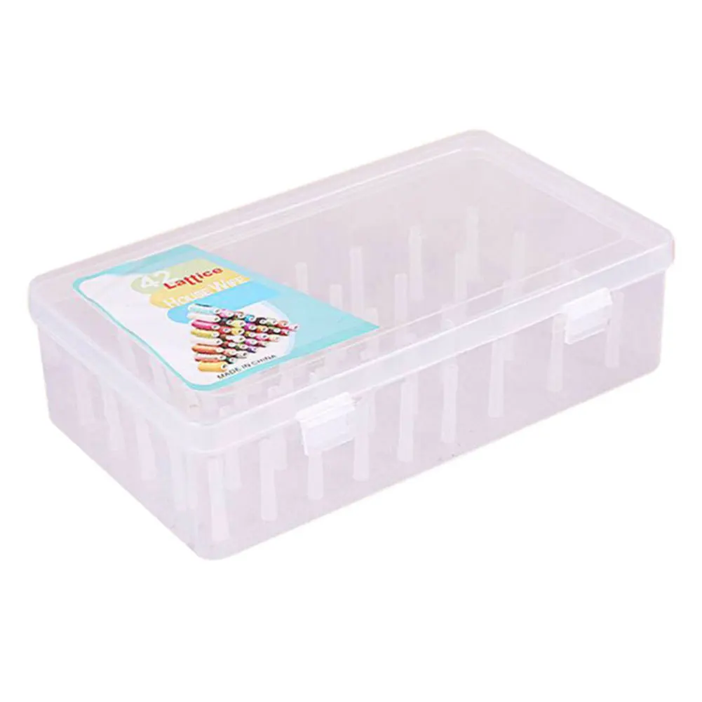 Thread Storage Box Transparent Plastic Bobbin Box Sewing Bobbins Threads Storage Sorting Case Organizer