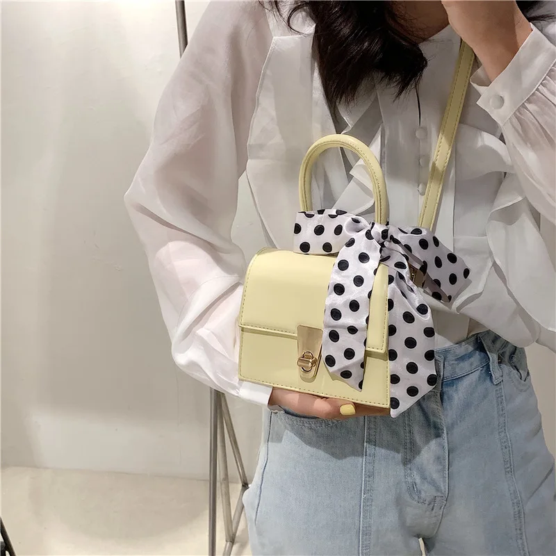 Spring/Summer 2021 New Fashion Bow Small Square Bag Candy-Colored Portable Bag Small Sweet Wind Shoulder Messenger Bag